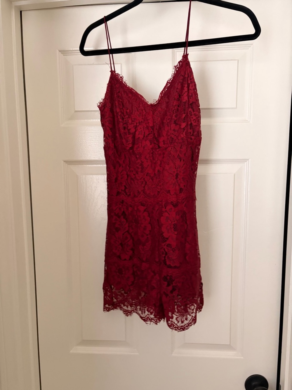 Red Lace Spaghetti-Strap Dress